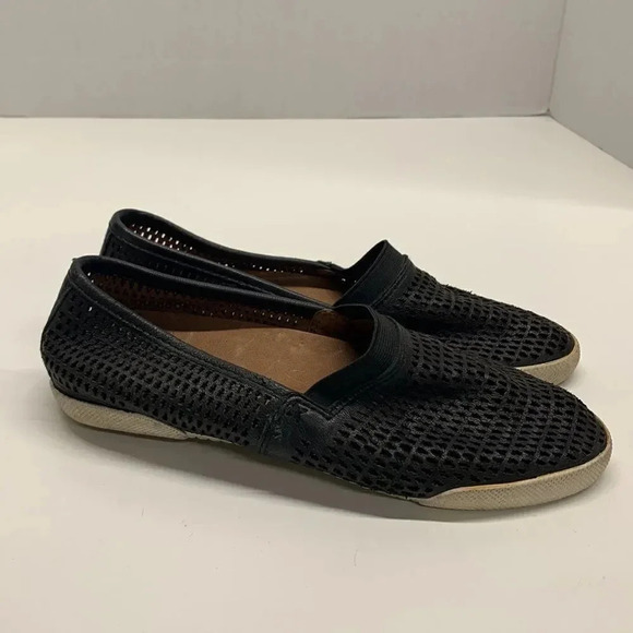 Frye Shoes - Frye Melanie Sneakers Perforated Laser Cut Logo Slip On Shoes Leather Black 5.5